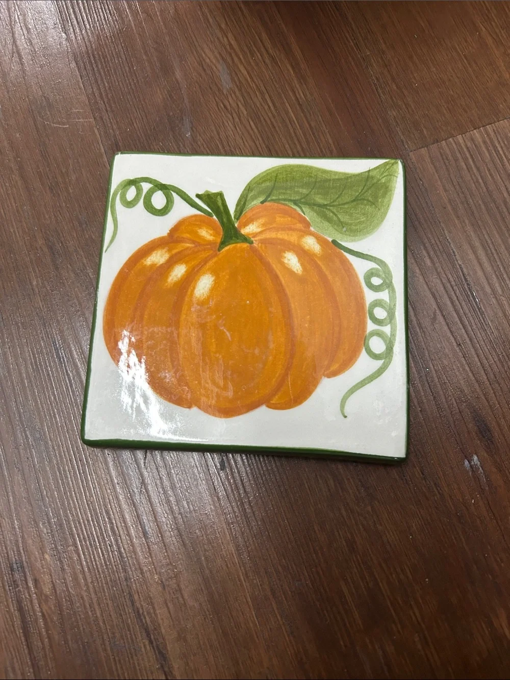Williams Sonoma ceramic pumpkin trivet fall decor